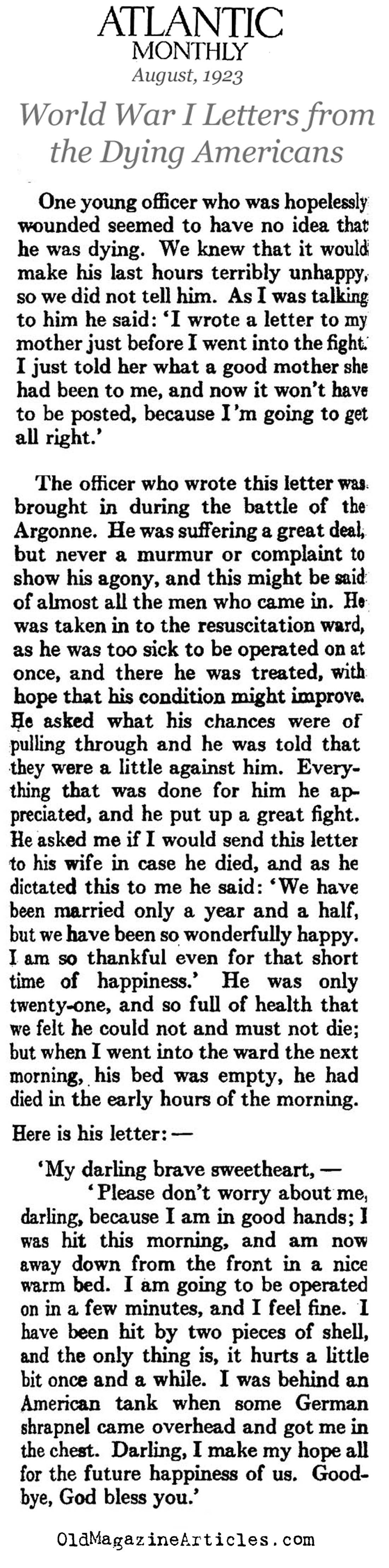 Letters from the Dying (The Atlantic Monthly, 1923)